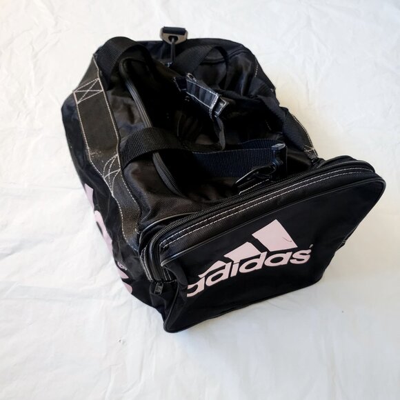 Vintage Black Adidas Duffle/Travel/Gym Bag w/ Pink Logo - Picture 2 of 6